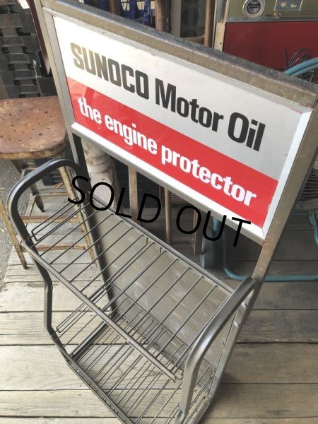 画像15: Vintage Sunoco Motor Oil Engine Protector Store Display Steel Rack (M541) (15)