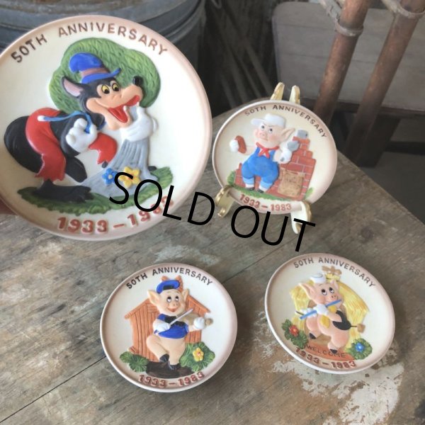 画像13: Vintage Disney 1933-1983 50th Anniversary Three Little Pigs Porcelain Plate Complate Set (M544) (13)