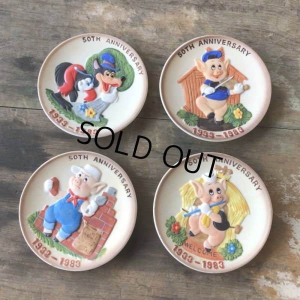 画像11: Vintage Disney 1933-1983 50th Anniversary Three Little Pigs Porcelain Plate Complate Set (M544) (11)