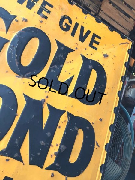 画像17: 【店舗引き取り限定】 Vintage GOLD BOND STAMPS Advertising Large Metal Store Display Sign SET (M547) (17)