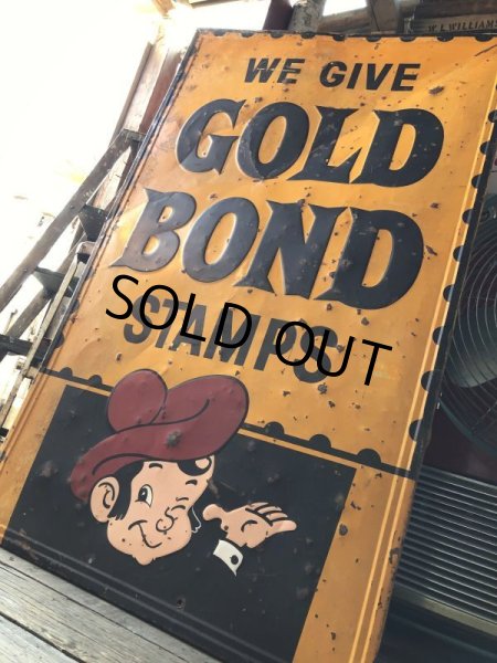 画像21: 【店舗引き取り限定】 Vintage GOLD BOND STAMPS Advertising Large Metal Store Display Sign SET (M547) (21)