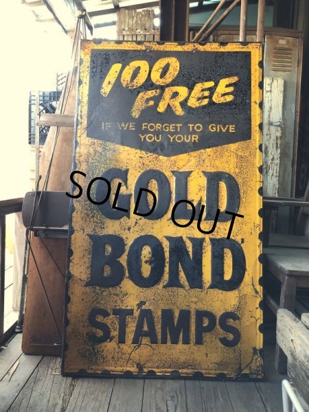 画像4: 【店舗引き取り限定】 Vintage GOLD BOND STAMPS Advertising Large Metal Store Display Sign SET (M547) (4)