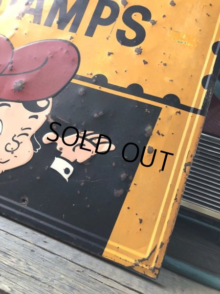 画像15: 【店舗引き取り限定】 Vintage GOLD BOND STAMPS Advertising Large Metal Store Display Sign SET (M547) (15)