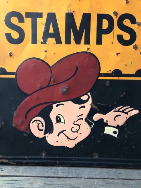 画像14: 【店舗引き取り限定】 Vintage GOLD BOND STAMPS Advertising Large Metal Store Display Sign SET (M547) (14)