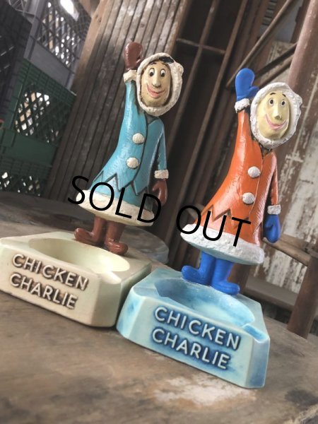 画像15: 50s Vintage Advertising Chicken Charlie Figure Statue Ashtray (M579) (15)