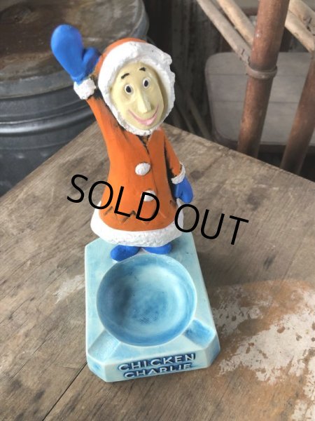 画像2: 50s Vintage Advertising Chicken Charlie Figure Statue Ashtray (M580) (2)