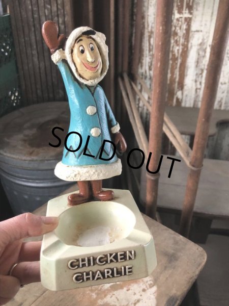 画像14: 50s Vintage Advertising Chicken Charlie Figure Statue Ashtray (M579) (14)