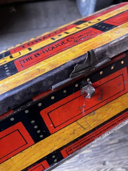 画像9: Antique Advertising HOUDE'S Co. NO.1 Cut Plug Tobacco Trunk Tin Box (M600) (9)