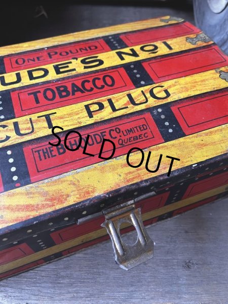 画像7: Antique Advertising HOUDE'S Co. NO.1 Cut Plug Tobacco Trunk Tin Box (M601) (7)