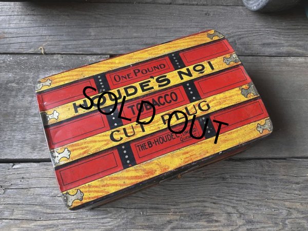 画像11: Antique Advertising HOUDE'S Co. NO.1 Cut Plug Tobacco Trunk Tin Box (M601) (11)