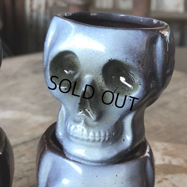 画像18: 50s Vintage SKULL " LAY OFF " Poison Decanter Bottle w/Shot Glass (B619) (18)