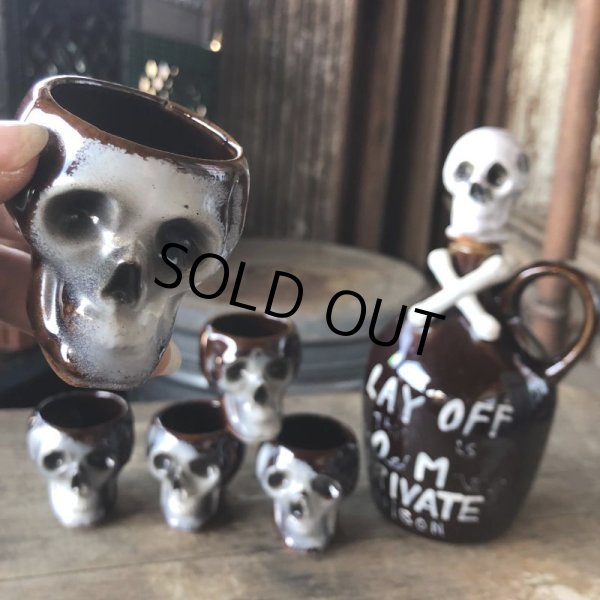 画像25: 50s Vintage SKULL " LAY OFF " Poison Decanter Bottle w/Shot Glass (B618) (25)