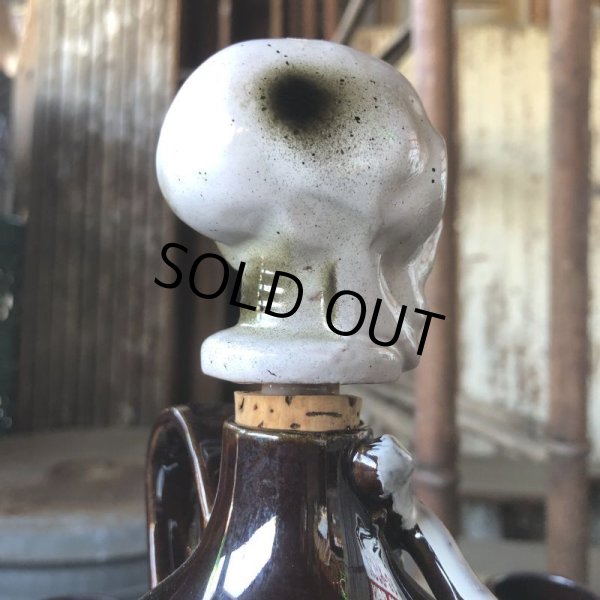 画像27: 50s Vintage SKULL " LAY OFF " Poison Decanter Bottle w/Shot Glass (B619) (27)