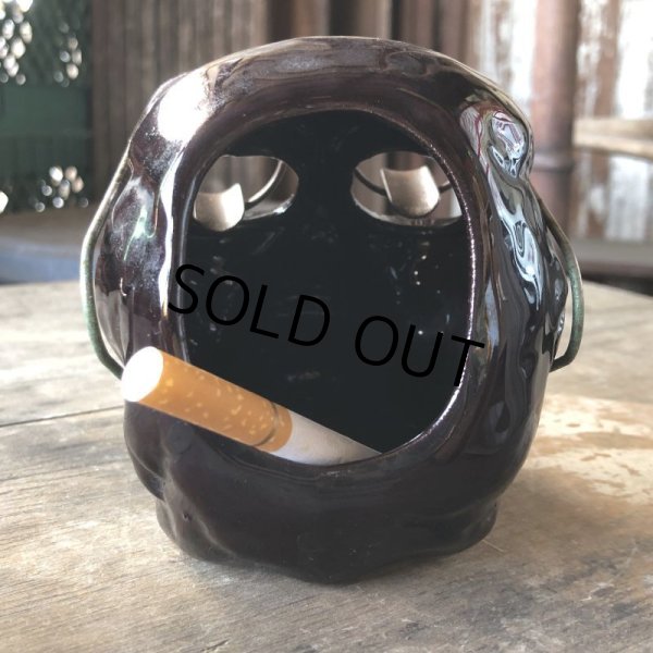 画像4: 50s MADE IN JAPAN Skull w/Glasses Ceramic Ashtray (M621) (4)