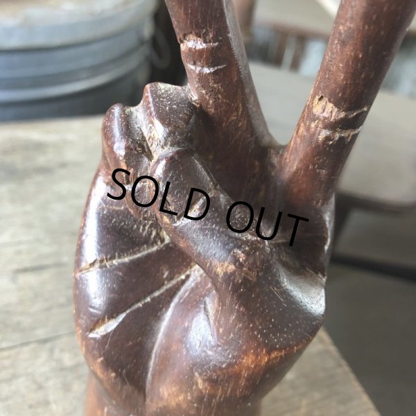 画像7: 70s Vintage Wooden Hand Peace Sign Ornament (M646) (7)