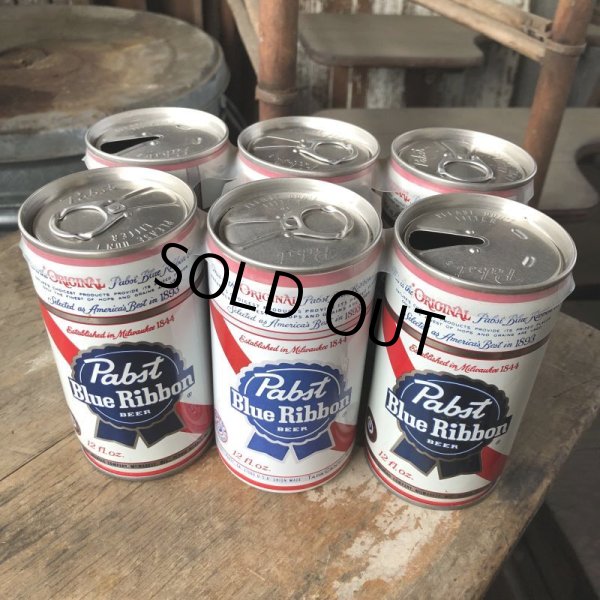 画像1: Vintage Pabst Blue Ribbon Beer Cans 6 PACK (M661)  (1)