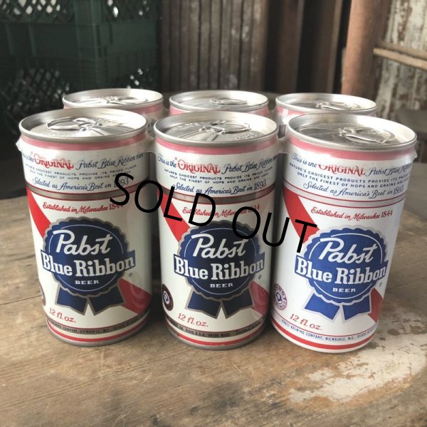 画像4: Vintage Pabst Blue Ribbon Beer Cans 6 PACK (M660)  (4)