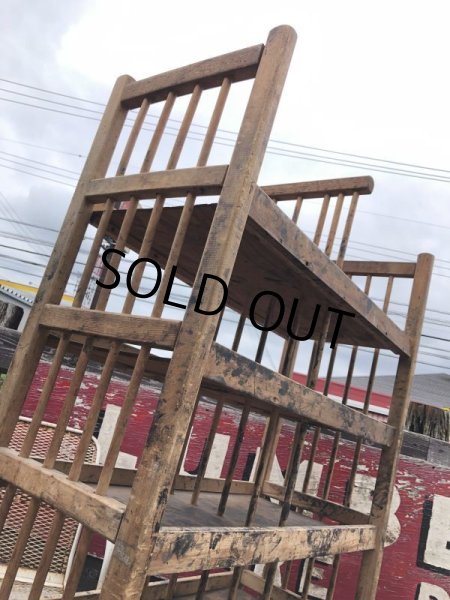 画像10: Antique Wooden Rolling Bakers Rack (M688) (10)