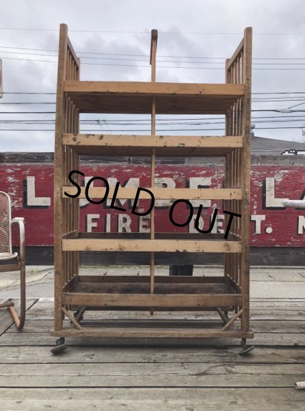 画像6: Antique Wooden Rolling Bakers Rack (M688) (6)