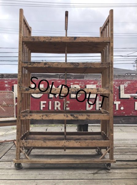 画像9: Antique Wooden Rolling Bakers Rack (M688) (9)