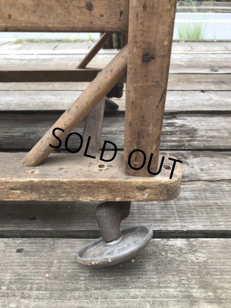 画像14: Antique Wooden Rolling Bakers Rack (M688) (14)