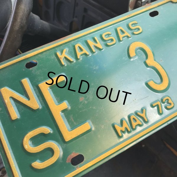 画像2: 70s Vintage American License Number Plate / KANSAS 3 (M724) (2)