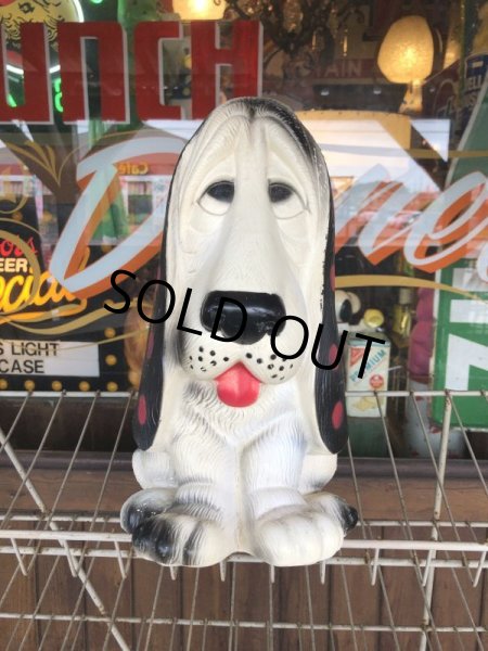 画像5: 70s Vintage NY Vinyl Plastic Sad Eye Dog Bank Basset hound White x Dot (M843) (5)