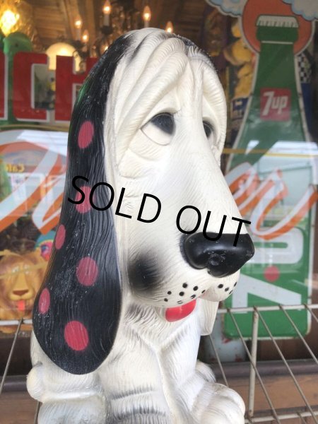 画像6: 70s Vintage NY Vinyl Plastic Sad Eye Dog Bank Basset hound White x Dot (M843) (6)