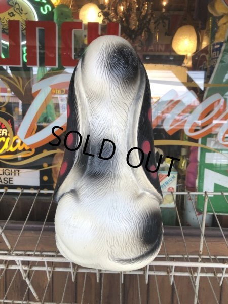 画像3: 70s Vintage NY Vinyl Plastic Sad Eye Dog Bank Basset hound White x Dot (M843) (3)