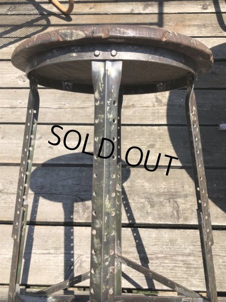 画像11: Vintage Industrial Stool with Wood Seat (M843) (11)