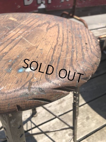 画像5: Vintage Industrial Stool with Wood Seat (M843) (5)
