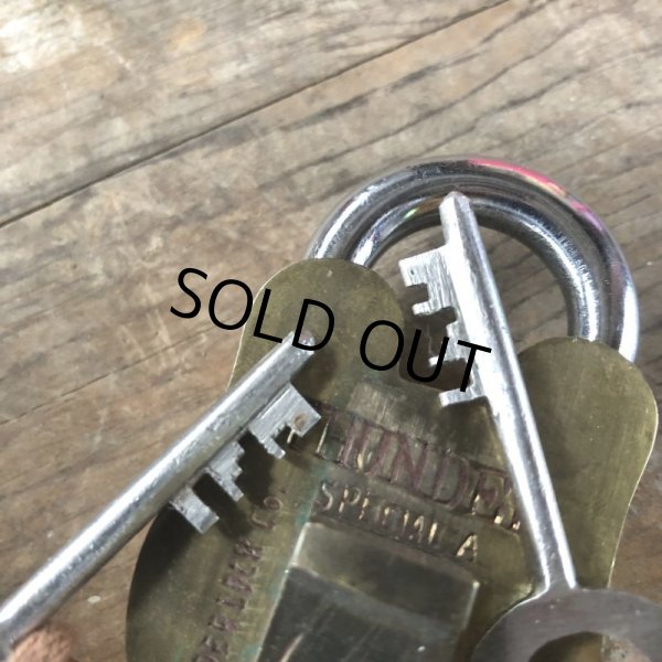 画像14: Antique Brass Handcrafted Solid THUNDER Brand 8 Levers Padlock (B873) (14)