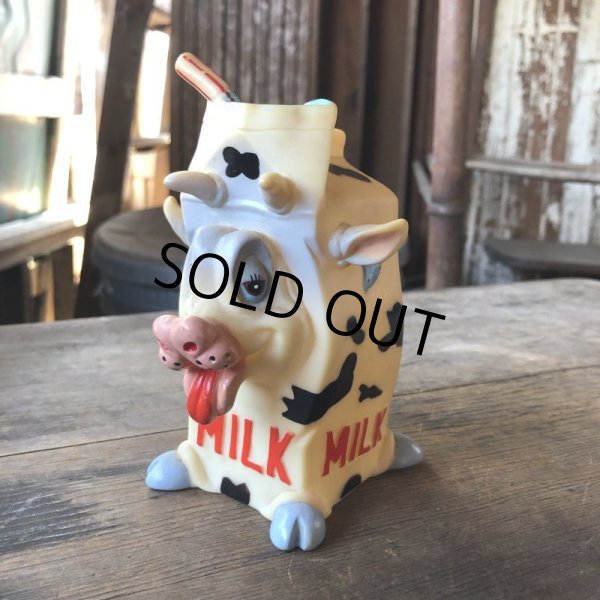 画像2:  Vintage Cow MILK Rubber Squeaker Toy  (M948)  (2)