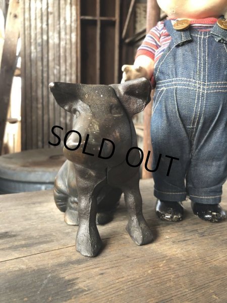 画像5: 40s Vintage Chicago Stockyard Souvenir Cast Iron Copper Wash Piggy Bank (M951)  (5)