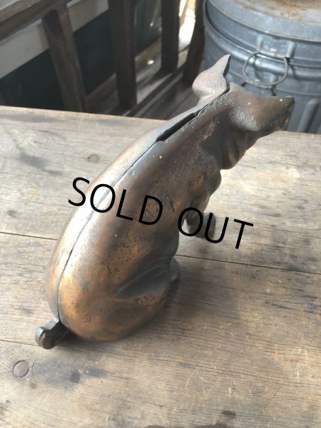 画像15: 40s Vintage Chicago Stockyard Souvenir Cast Iron Copper Wash Piggy Bank (M951)  (15)