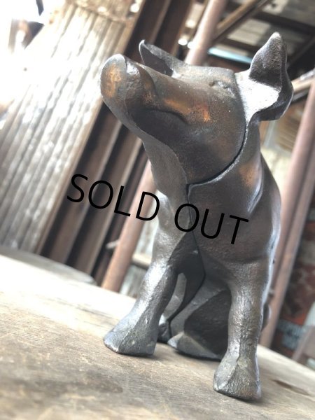 画像20: 40s Vintage Chicago Stockyard Souvenir Cast Iron Copper Wash Piggy Bank (M951)  (20)