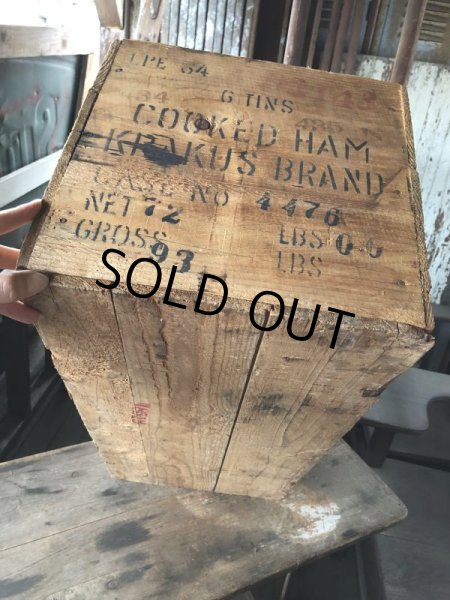 画像15: Vintage Advertising Wooden Crate Wood Box Cooked Ham Krakus Brand (M960) (15)
