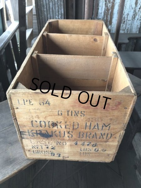 画像3: Vintage Advertising Wooden Crate Wood Box Cooked Ham Krakus Brand (M960) (3)