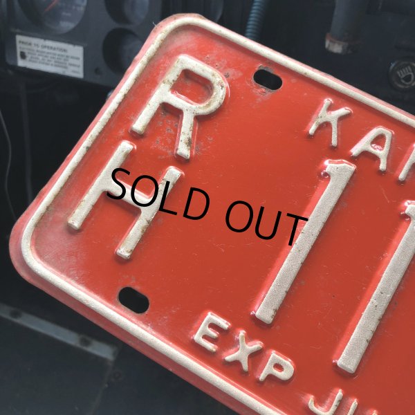 画像2: 70s Vintage American License Number Plate / KANSAS RH 1113 (M852) (2)
