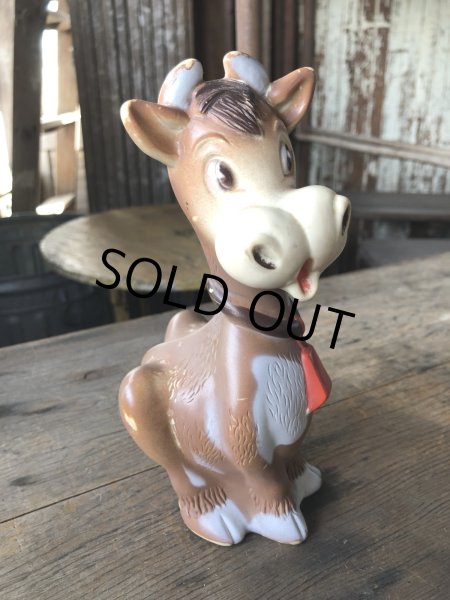 画像8: 70s Vintage Kiddie Products The First Years Red Bell Cow Rubber Squeak Doll (R125)  (8)