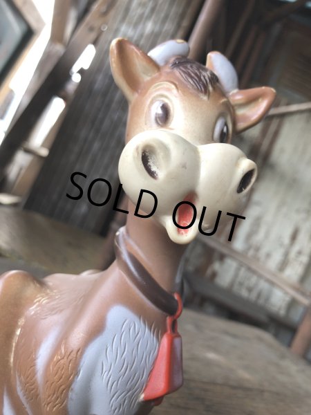 画像2: 70s Vintage Kiddie Products The First Years Red Bell Cow Rubber Squeak Doll (R125)  (2)