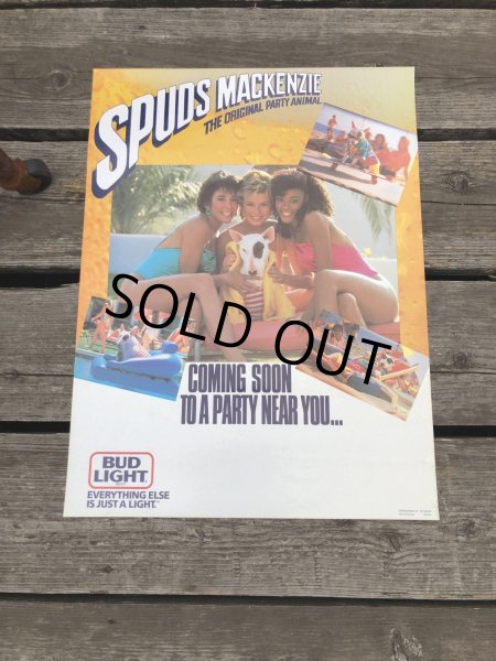 画像8: 80s Vintage Budweiser Bud Light Spuds MacKenzie Store Display Poster Sign (B182)  (8)