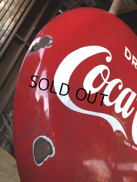 画像6: 50s Original DRINK Coca-Cola Porcelain Enamel Button Sign (R201)  (6)
