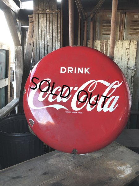画像2: 50s Original DRINK Coca-Cola Porcelain Enamel Button Sign (R201)  (2)
