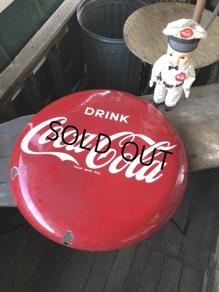 画像12: 50s Original DRINK Coca-Cola Porcelain Enamel Button Sign (R201)  (12)