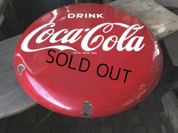 画像7: 50s Original DRINK Coca-Cola Porcelain Enamel Button Sign (R201)  (7)
