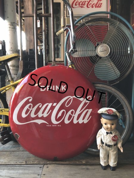 画像14: 50s Original DRINK Coca-Cola Porcelain Enamel Button Sign (R201)  (14)