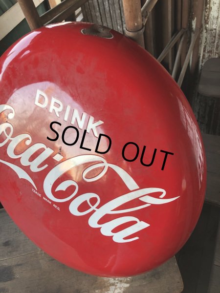画像4: 50s Original DRINK Coca-Cola Porcelain Enamel Button Sign (R201)  (4)