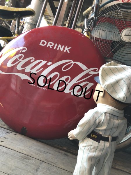 画像13: 50s Original DRINK Coca-Cola Porcelain Enamel Button Sign (R201)  (13)
