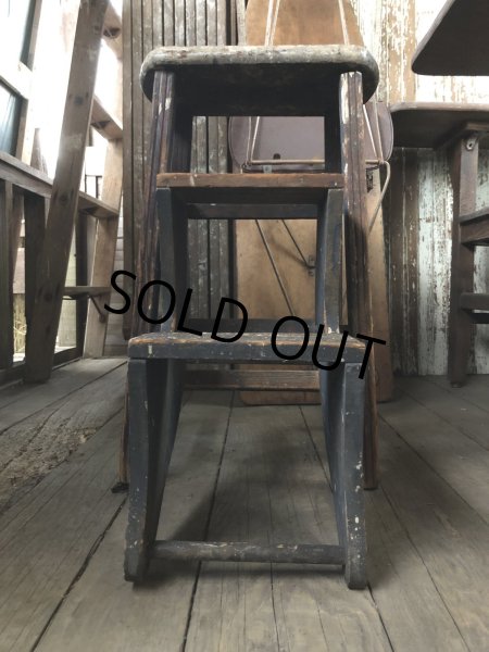 画像5: Antique Wooden Ladder Step Stool (R240) (5)